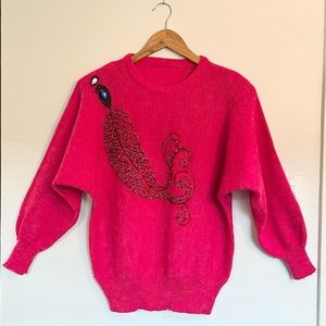 Pink vintage peacock sweater